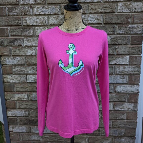 ⭐ Vineyard Vines long sleeve pink Anchor tee XS - Picture 1 of 10